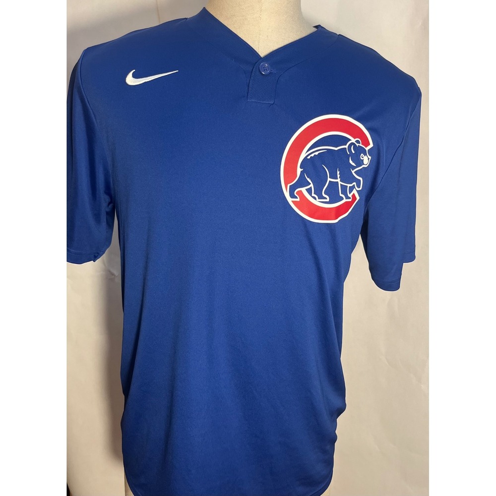 Nike Chicago Cubs MLB Jersey Shirt Mens Medium Blue Henley Short Sleeve Number 9